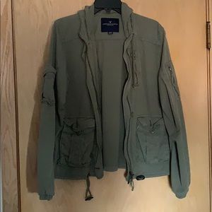 American Eagle Green Military Hooded Jacket